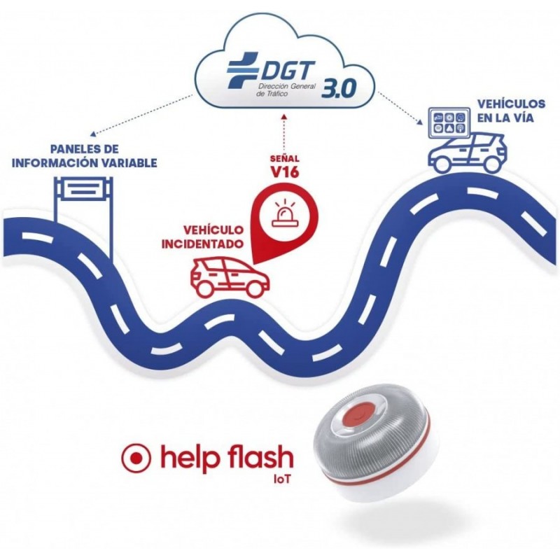 ▷ Chollo Luz de emergencia Help Flash Smart homologada DGT con Bluetooth  por sólo 13,12€ (-26%)