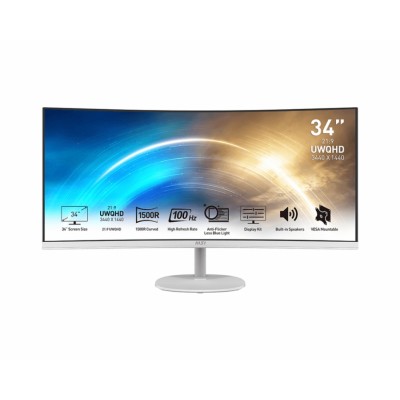 MSI Pro MP341CQW 86,4 cm (34") 3440 x 1440 Pixeles UltraWide Quad HD Blanco