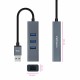 Nanocable Conversor USB 3.0 a Ethernet Gigabit + 3XUSB 3.0, Aluminio, Gris, 15 cm